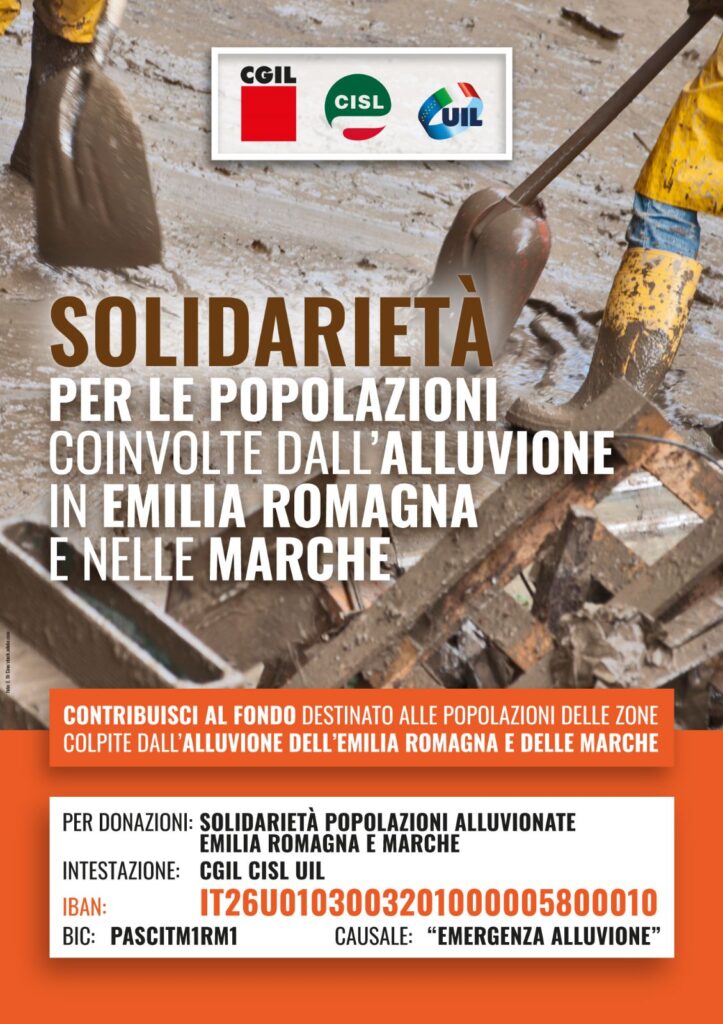 manifesto solidarietà donazioni alluvione emilia romagna sindacati