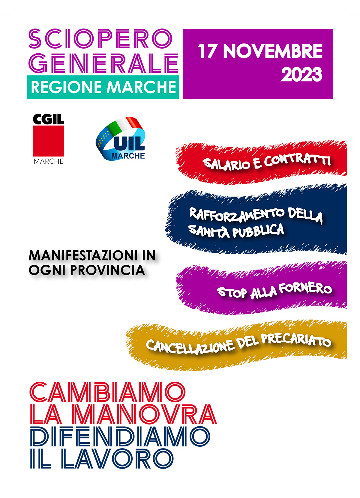 volantino sciopero generale 17 novembre 2023 province marchigiane